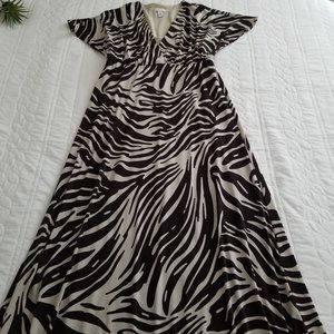 Chico's Brown Cream Striped Maxi Dress (Size 1)
